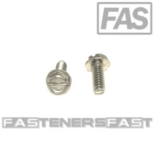 (50) 10-24x1/2 Stainless Steel Slotted Hex Washer Head Machine Screws 18-8