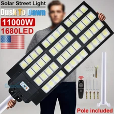 11000W Commercial Solar Street Light 1680LED Outdoor Dusk-To-Dawn Road Lamp+Pole