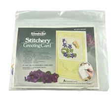 Wonderart Stitchery Greeting Card Kit 5979 Embroidery Violets Butterfly