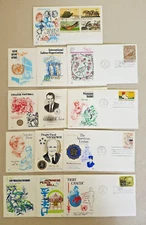 14 Vintage Stamped First Day of Issue Stamps w/Envelopes or Postcard