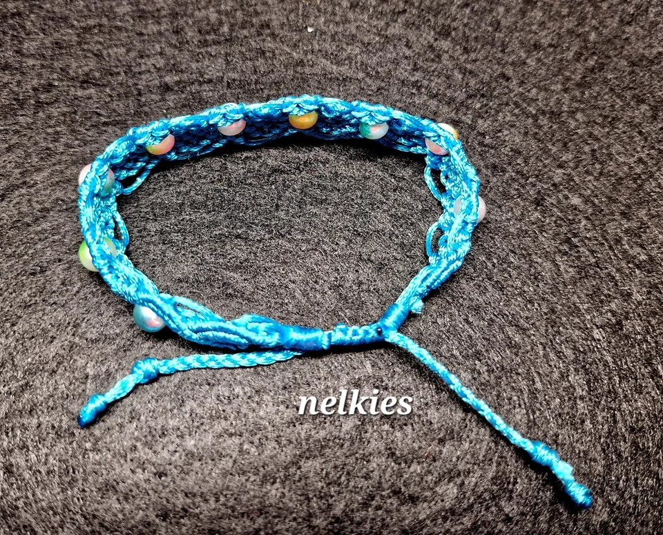 Makramee Armband Türkis Gold Perlen Pandahall Freundschaftsband Geknüpft Boho - Bild 3 von 4