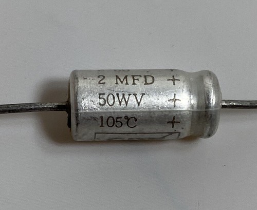 2uf mfd 50V 105' COMPUTER GRADE AXIAL ELECTROLYTIC CAPACITOR NLW2-50 CDE (10) - Picture 4 of 5