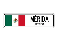 Merida, Mexico Street Sign Mexican Flag City Country Road Wall Gift