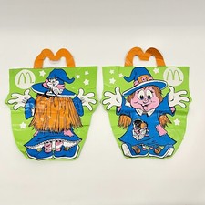 1990 Vintage 2 McDonalds Witch Halloween Happy Meal Vinyl Trick Or Treat Bags