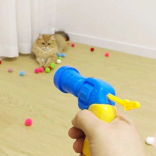 Spielzeugpistolen Katzenspielzeug Pistole mit 30 Plüschball Katze Spielzeug - Bild 7 von 9