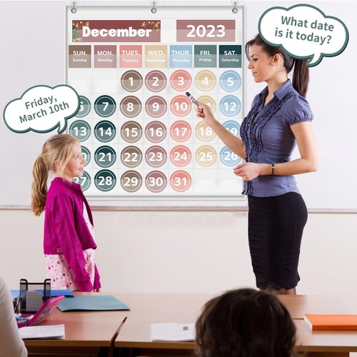 Monthly Calendar Pocket Chart 88 Cards White Classroom Days of The Week - Picture 2 of 6