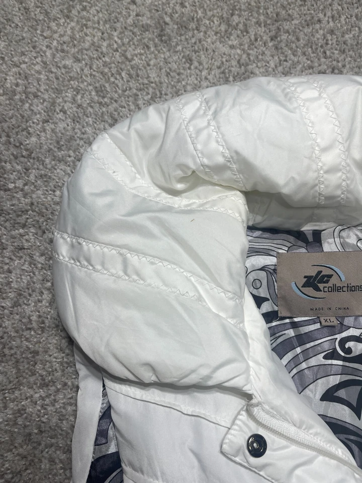 Kc Collections Vest Womens Extra Large White Puff Puffer Floral Inside - Image 3 of 4