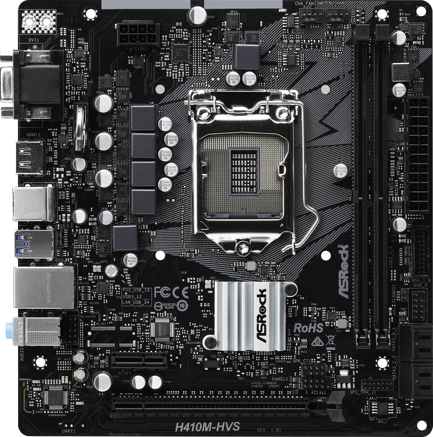 ASRock H410M-HVS Mainboard microATX LGA1200 DDR4 OHNE Zubehör OHNE I/O Shield