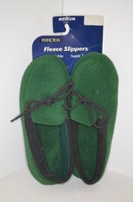 Slippers Men WOMEN Suede Trim SZ Medium Green Non Skid SOLE Warm Comfy NEW