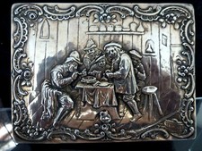 🌷 Zigarettenbox  ca. 1890  800er Silber Halbmond u. Krone