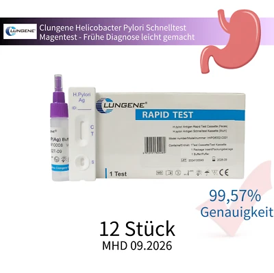 12×Clungene Helicobacter Pylori Schnelltest/Magentest/Stuhltest/99.57%genau