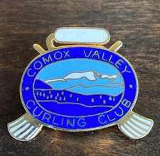 Vintage Comox Valley Curling Club Pin Vancouver Island British Columbia Canada