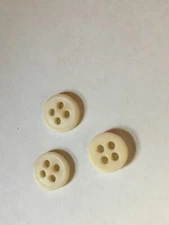 NEW 25 PC 3/8 INCH OFF -WHITE DULL/MATTE FINISH BUTTON 4 HOLE DOME/SMALL RIM