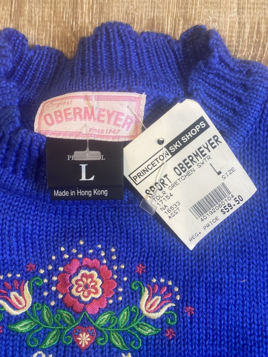 Obermeyer Sweater Girls Large Wool Blend Ski Blue Purple Floral
