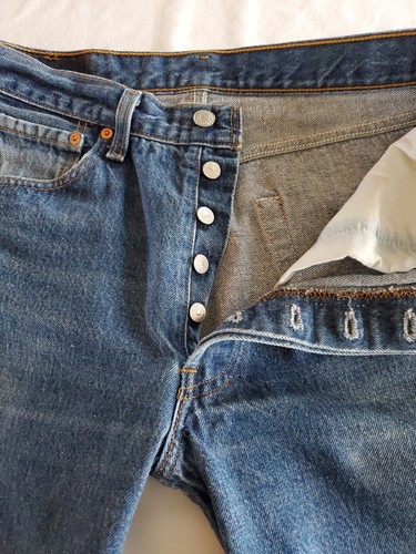 Levis Jeans Mens 32x27.5 Blue 501XX Vintage 80's 90's USA Button Fly Distressed - Picture 4 of 15