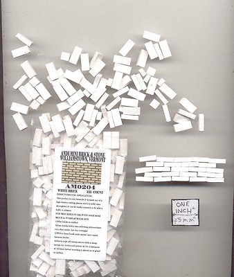 Bricks - white plaster w/ solid color exterior miniature 325pk 1/12 scale AM0204