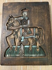 Antique Carved Wood Gingerbread COOKIE Mold Rider On Horse