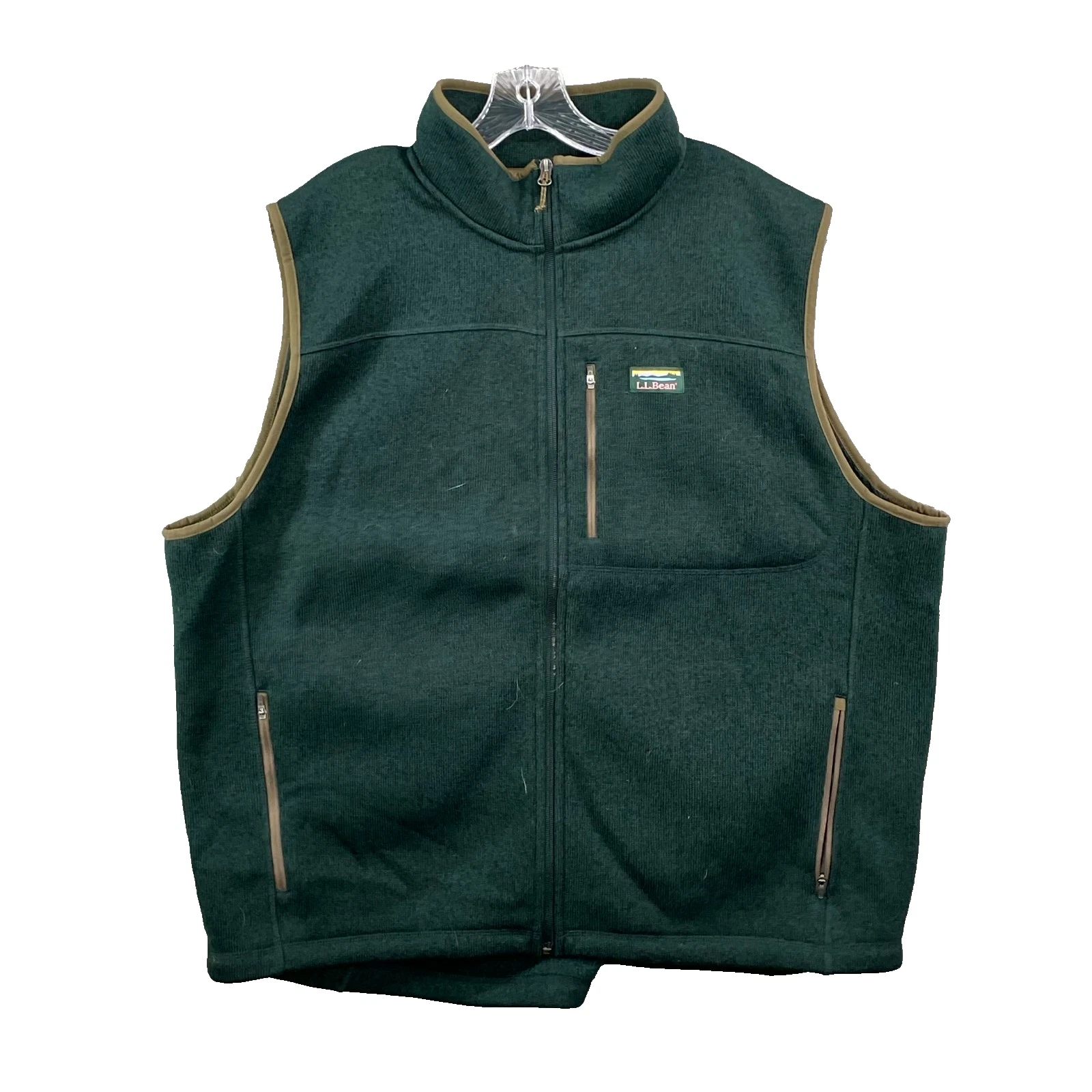 L.L. Bean Sweater Fleece Vest Men 2XL Green Winter Gorpcore Hiking Outdoor Cabin