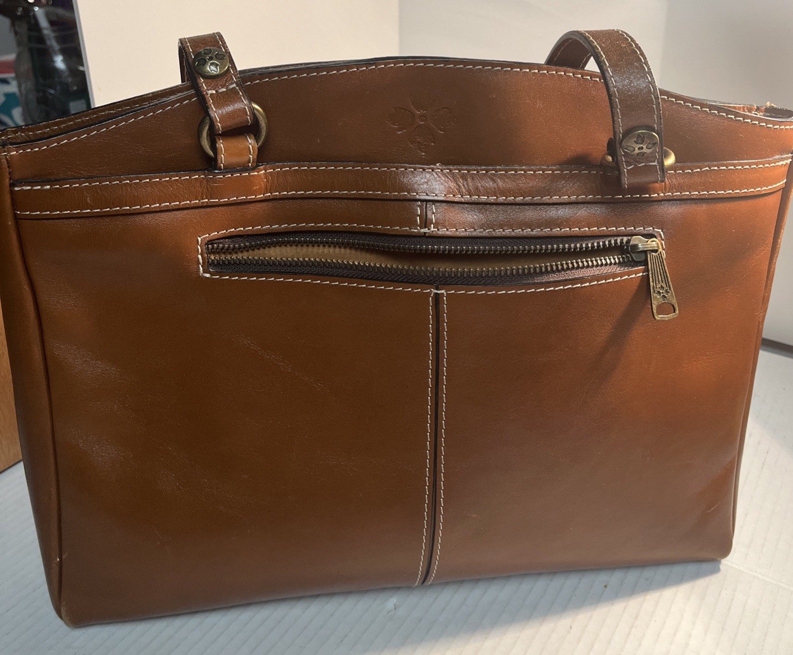 Patricia Nash Heritage Collection Poppy Tote Italian Tan Leather Bag NICE