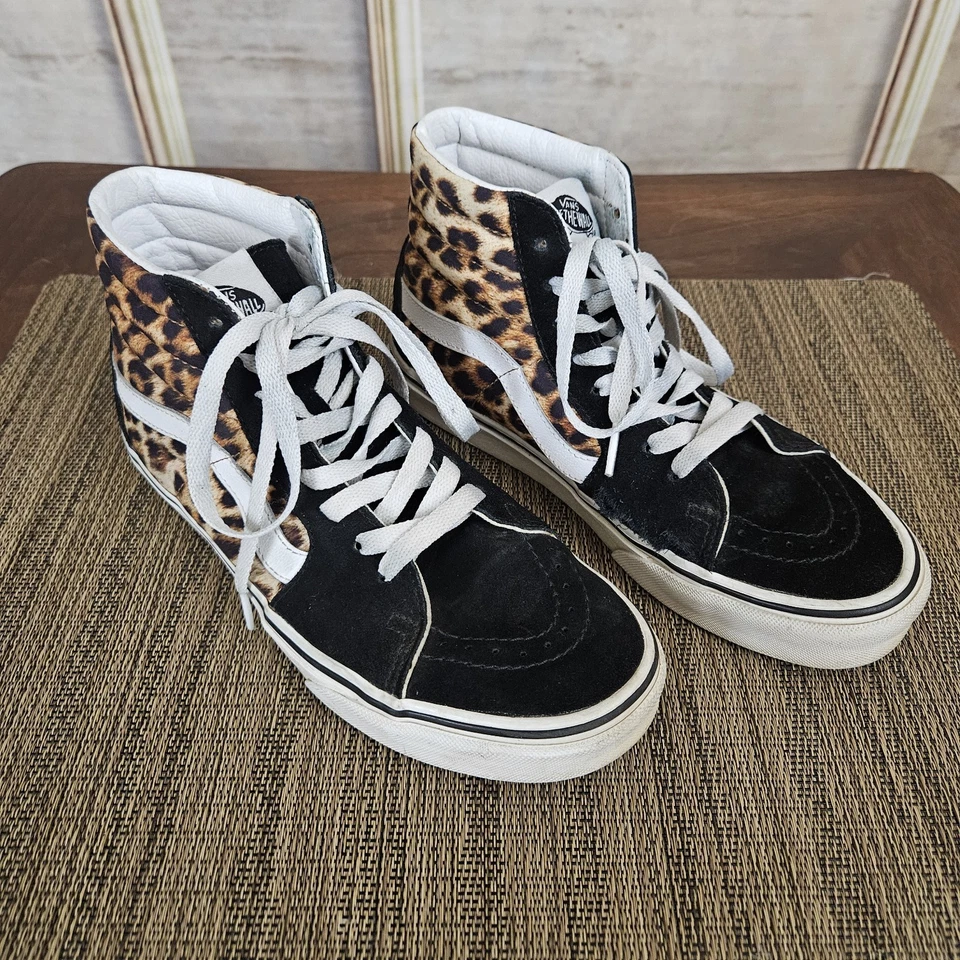 Vans Sk8-Hi Zapatos Estampado Animal Guepardo Mujer 7.5 Hombre 6 Tenis Parte Superior Alta Patín Foto 2 de 4