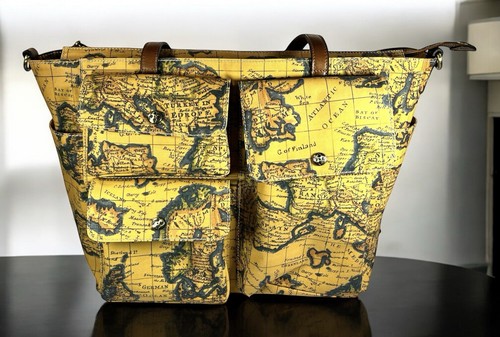 Patricia Nash Damenhandtasche Leder europäischer Kartendruck oberer Griff hellbraun braun