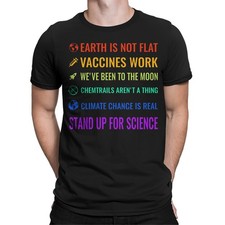 Listing image for Earth Is Not Flat Vaccines Work Stand Up For Science Mens T-Shirts Tee Top