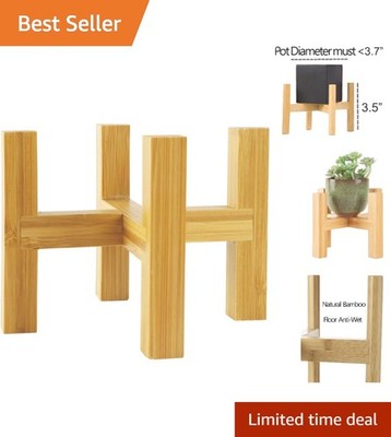 Natural Pine Wood Plant Stand - Elegant Display for Indoor/Outdoor Gardening