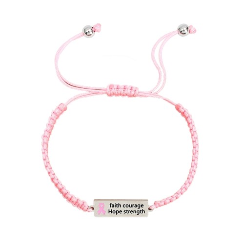 Breast Cancers Awareness Hope Bracelet Pink Ribbon Braided Rope Bangle for Women - Picture 9 of 10