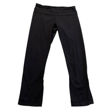 Lululemon Run Inspire Crop II Women 6 Black Mesh Panel Leggings Athleisure Yoga
