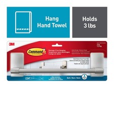 Satin Nickel Hand Towel Bar with 4 Adhesive Strips Holds 3 lbs Bathroom