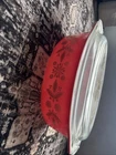 Vtg Pyrex Promotional Golden Poinsettia Red Casserole Original Christmas