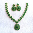 Gold Plated Green American Diamond CZ Necklace Set Indian Bridal Jewelry set DM5