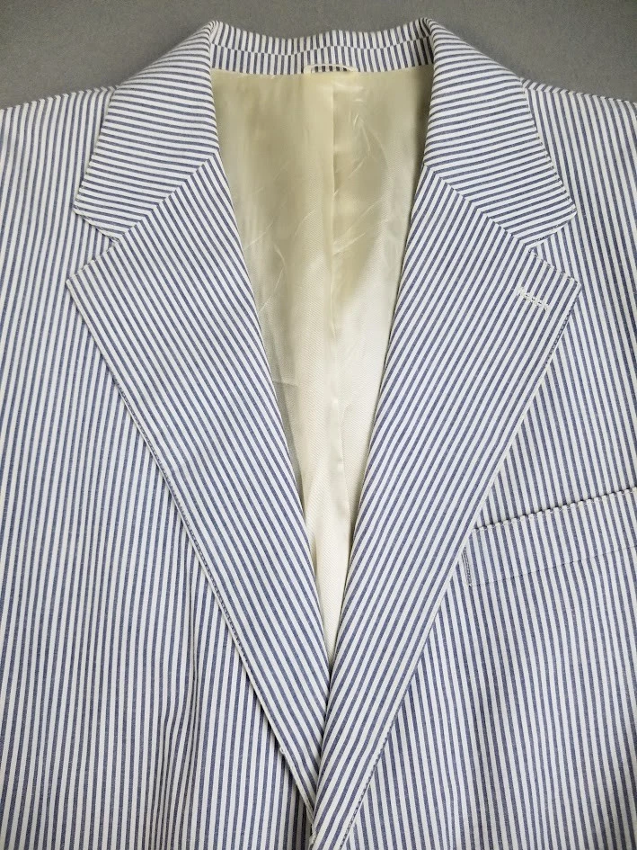 Chaqueta Blazer De Colección J Crew Oarsman 42L Azul Seersucker Preppy Costera EE. UU. Algodón Foto 3 de 4