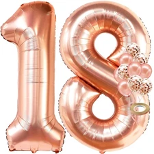 KatchOn, Rose Gold 18 Balloon Numbers - 40 Inch | 18th Birthday Balloons with...