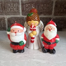 Vintage Set Of Christmas Candles Unburned Santa Musical Angel (3)