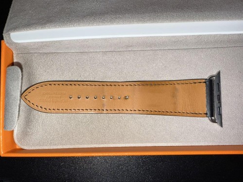Apple D Buckle Band Ebenne Hermes Leather Used 45mm - Zdjęcie 10 z 24