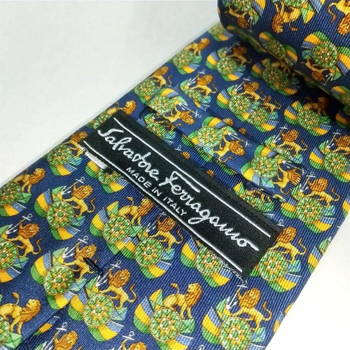 Salvatore Ferragamo Krawatte, Löwenmuster, beschädigt - Bild 5 von 5