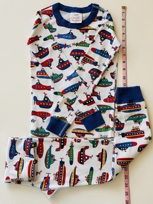 Hanna Andersson Long Johns Pajama Set Kids US 6-7 EU120 Submarines Electric Boat