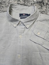 Vineyard Vines Men's Large Button Down Slim Fit Murray Shirt Cotton Linen Blend