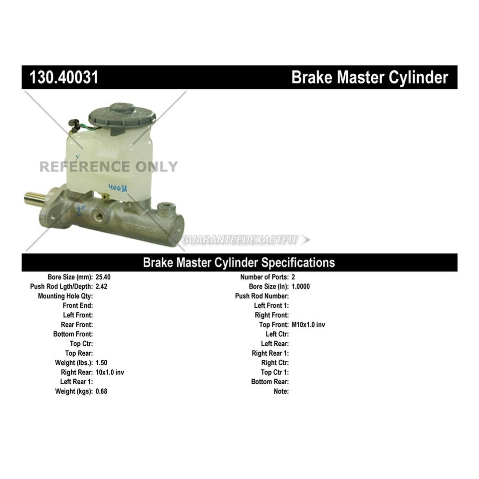 For Acura Integra TL Honda Prelude 1997-2001 Centric Brake Master Cylinder GAP - Image 3 of 3