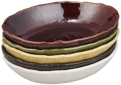 Hasami Ware Oval Multi Bowl Set 18.5cm 5 Pieces Japan