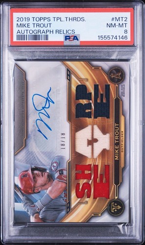 Topps 2019 Triple Threads Mike Trout Auto Relic #MT2 PSA 8 /18