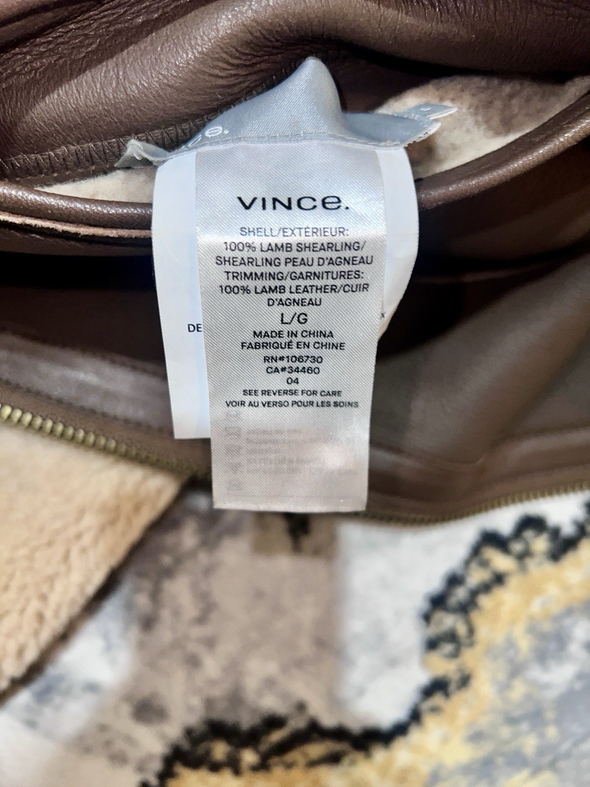 Vince Authentic Reversible Men's Shearling Coat Jacket Size L $1,695 Beige