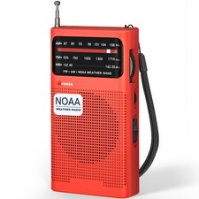 Goodes NOAA Weather Radio, AM FM Emergency Radio Portable with New-Red