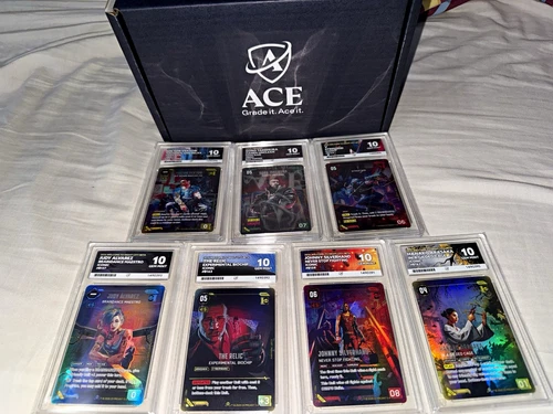 Set of 7 Ace 10 Cyberpunk 2077 TCG BETA Cards