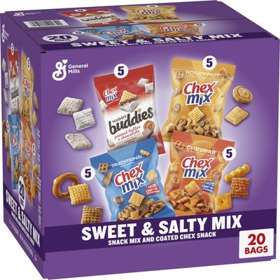 Sweet & Salty Snack Variety Pack: Peanut Butter, Chocolate, Cheddar, 20 Ct