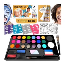107-Piece Kids Face Paint Kit - 20 Colors, Stencils, Glitter