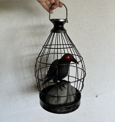 Gemmy ANIMATED Raven / Crow in Cage Halloween Haunted House Prop Goth Decor