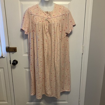 Serenada Nightgown Sleepshirt Plus Sz 1X 18/20 Pink White Floral Pajamas Women s