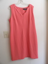 Karl Lagerfeld Paris Cantelope Shift Dress Pearls at Neck Accent Sz 14